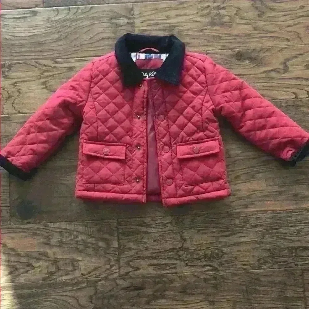 Quilted kids corduroy trim jacket
